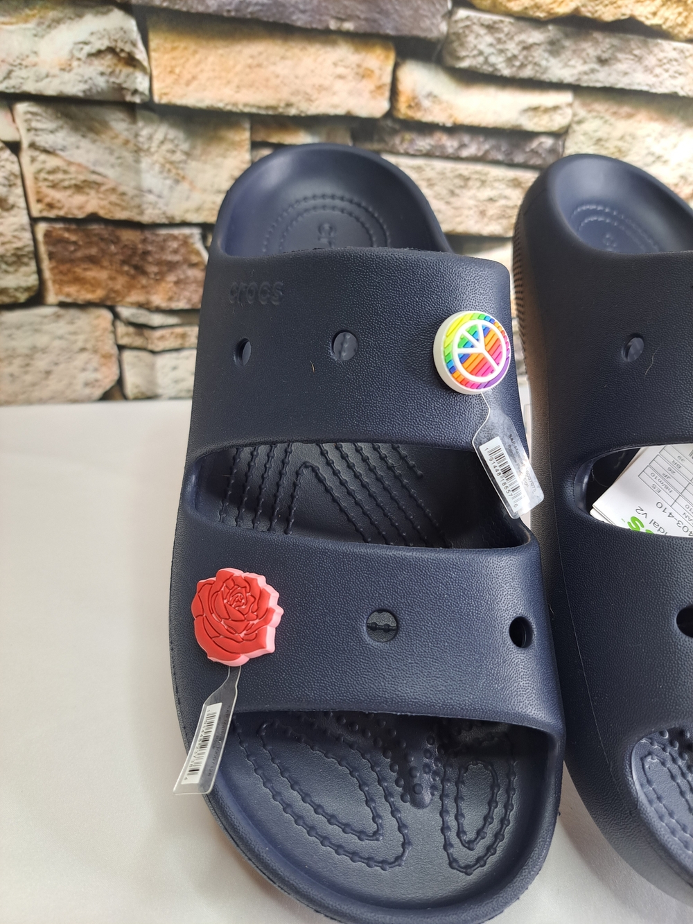 CROCS CLASSIC SLIDE SANDALS REMOVABLE JIBBITZ CHARMS UNISEX in BLEÙ MARINE NEW - Picture 13 of 16